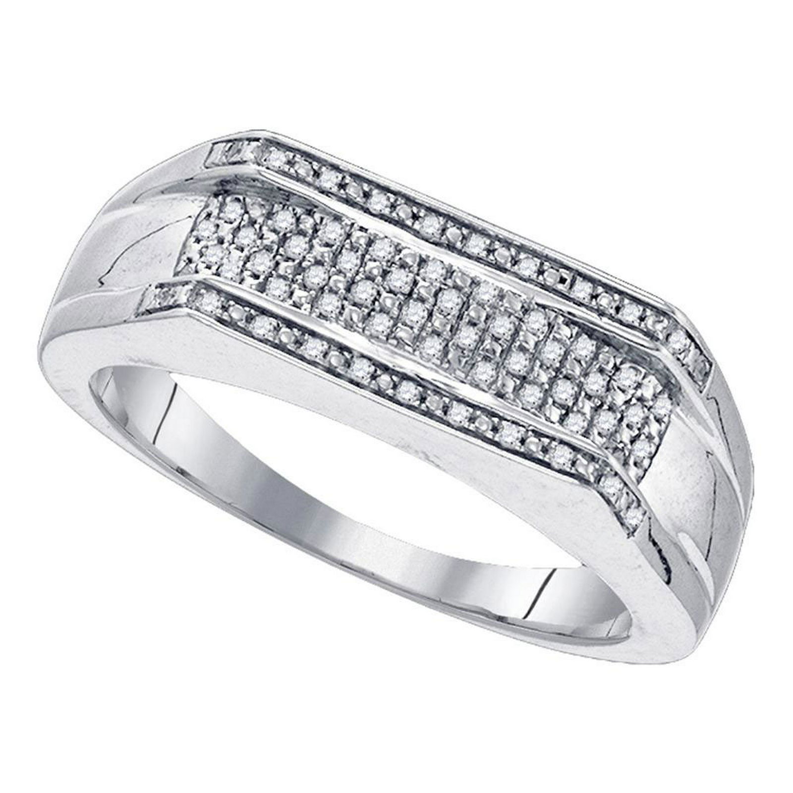 Mens Diamond Flat Band Sterling Silver: Mens Diamond Flat Band Sterling Silver Manufacturer Model: GGA-83928 Description Sterling Silver Mens Round Diamond Flat Band Ring 1/6 Cttw