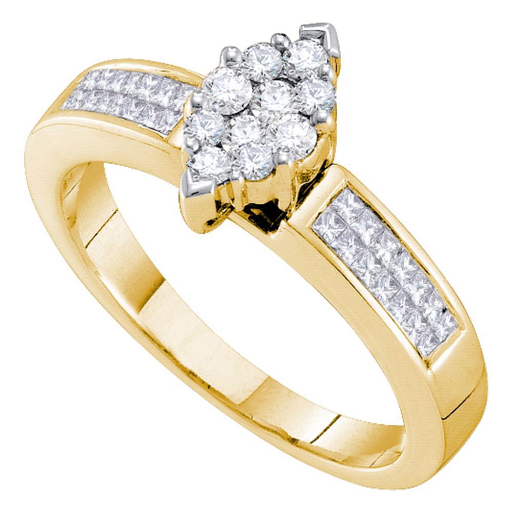 Diamond Cluster Bridal Wedding Engagement Ring 14kt: Diamond Cluster Bridal Wedding Engagement Ring 14kt Yellow Gold Manufacturer Model: GGA-22730 Description 14kt Yellow Gold Womens Round Diamond