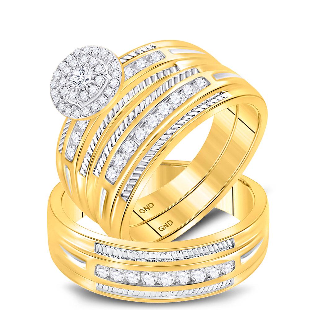 His & Hers Diamond Solitaire Matching Bridal Wedding: His & Hers Diamond Solitaire Matching Bridal Wedding Ring 10kt Yellow Gold Manufacturer Model: GGA-118981 Description 10kt Yellow Gold His & Her