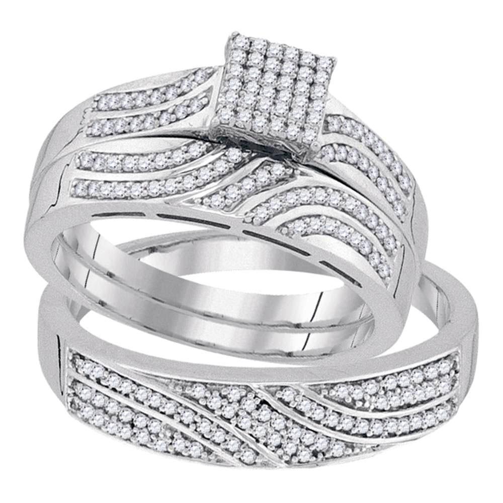 His & Hers Diamond Square Cluster Matching Bridal: His & Hers Diamond Square Cluster Matching Bridal Wedding Ring 10kt White Gold Manufacturer Model: GGA-92068 Description 10kt White Gold His & H