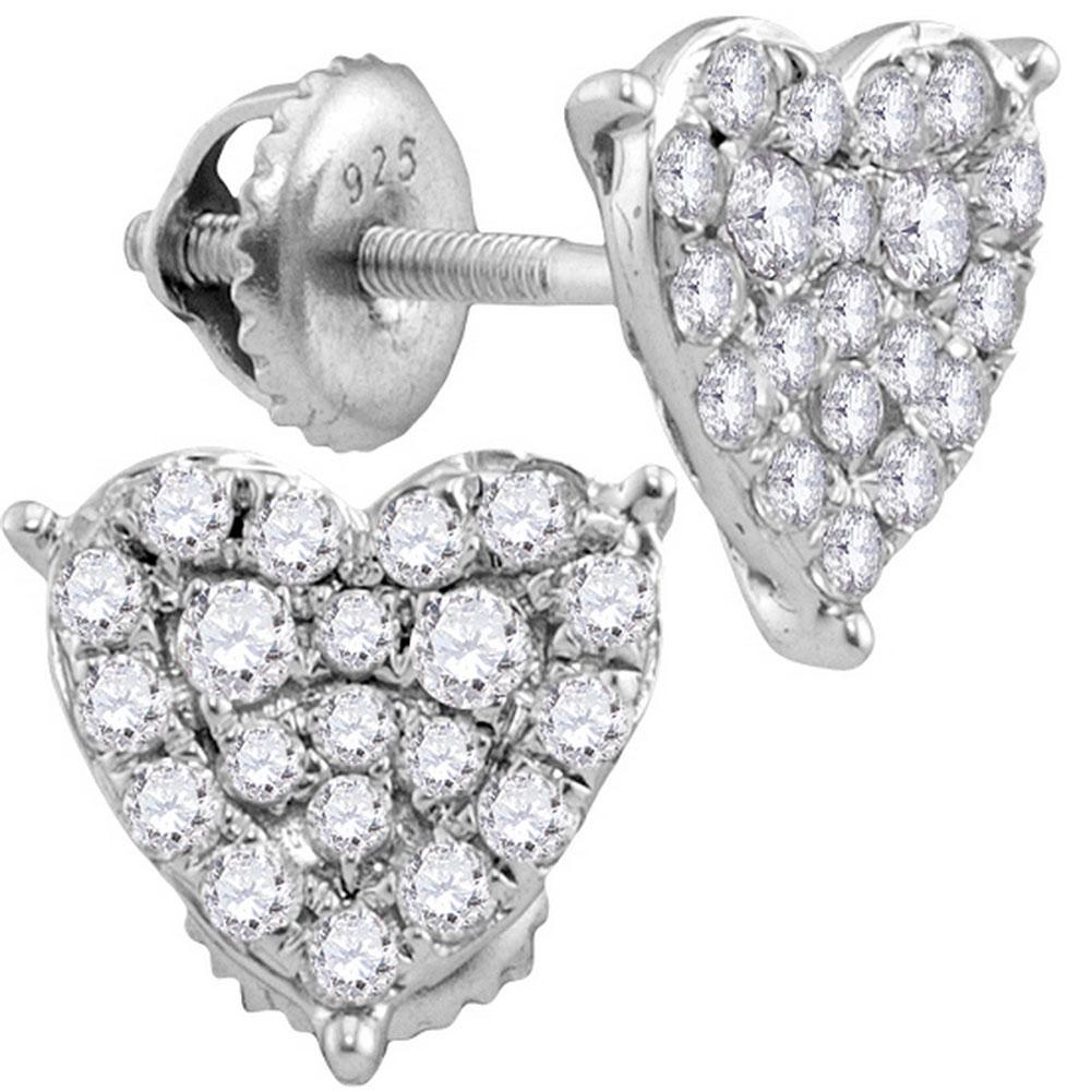 10K White Gold Earrings Heart Cluster 0.47ctw Diamond: 10K White Gold Earrings Heart Cluster 0.47ctw Diamond Manufacturer's Suggested Retail Price: $1420.00 Stone1 Type: Diamond @ 0.47 ctw Stone1 Color: I-J Stone1 Clarity: I1-I2 Metal Type: 10K White Gold