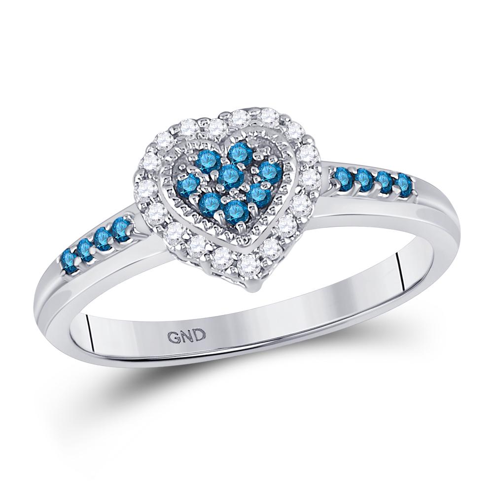 14K White Gold Ring Heart Cluster 0.25ctw Colored Blue: 14K White Gold Ring Heart Cluster 0.25ctw Colored Blue Diamond, Diamond, Manufacturer's Suggested Retail Price: $1240.00 Stone1 Type: Colored Blue Diamond @ 0.07 ctw Stone1 Color: Blue Stone1 Clarity: