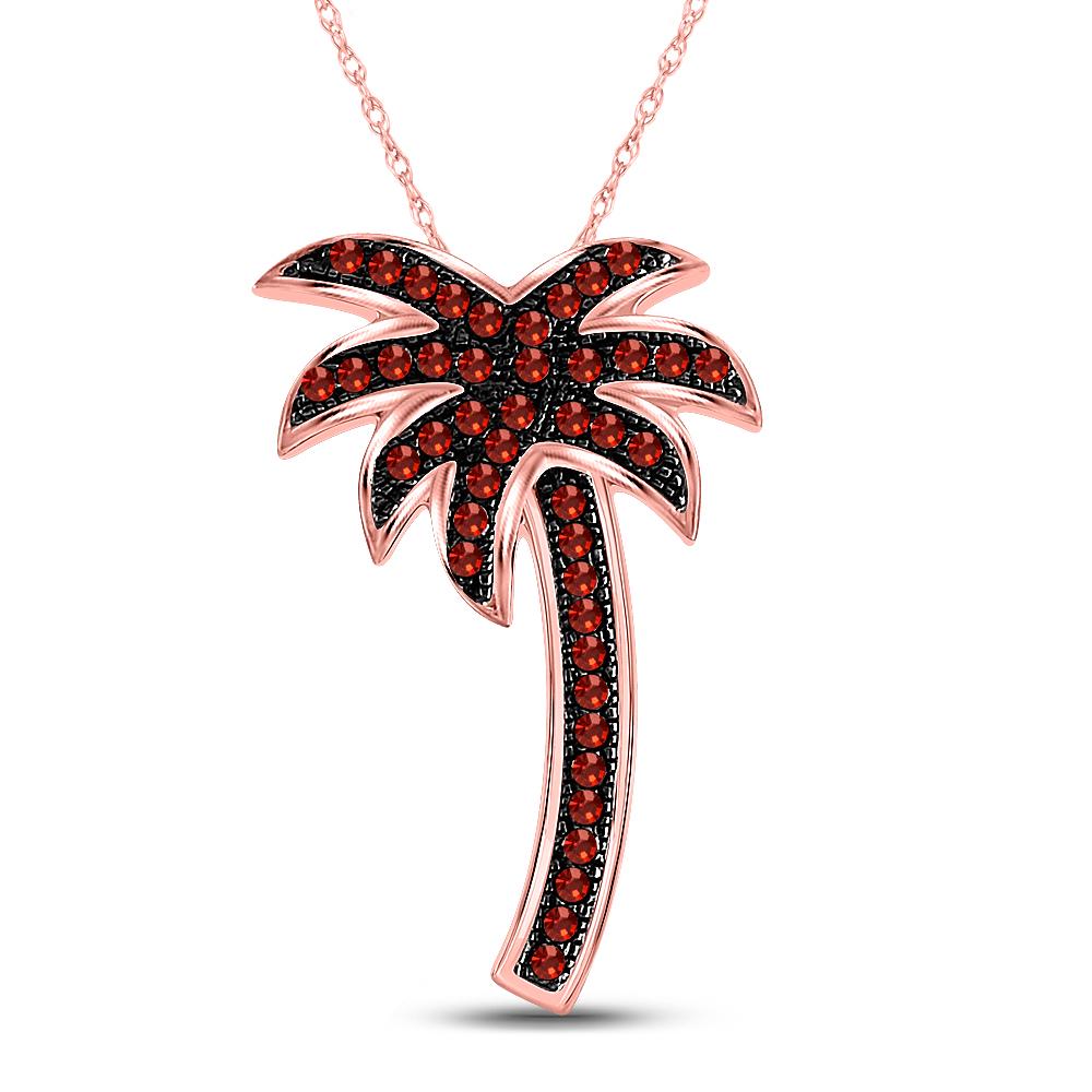 10K Rose Gold Pendant Palm Tree Beach 0.25ctw Colored: 10K Rose Gold Pendant Palm Tree Beach 0.25ctw Colored Red Diamond Manufacturer's Suggested Retail Price: $680.00 Stone1 Type: Colored Red Diamond @ 0.25 ctw Stone1 Color: Red Stone1 Clarity: I2-I3 Met