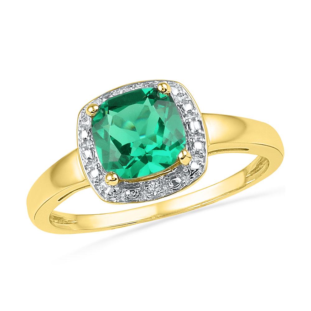 10kt Yellow Gold Princess Lab-Created Emerald Solitaire: 10kt Yellow Gold Princess Lab-Created Emerald Solitaire Diamond Ring 1-3/4 Cttw Manufacturer Model: JSC-101164 Description 10kt Yellow Gold Wome