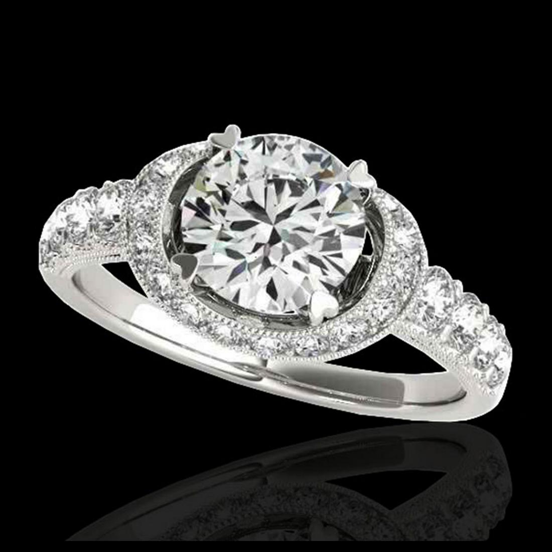 1.75 ctw H-SI/I Diamond Solitaire Halo Ring 10K White: 1.75 ctw H-SI/I Diamond Solitaire Halo Ring 10K White Gold Designer Brand Luxury Jewelry, made in the USA Suggested Retail Price: $9,900 Factory offers perfect factory sizing, for all rings & custom l