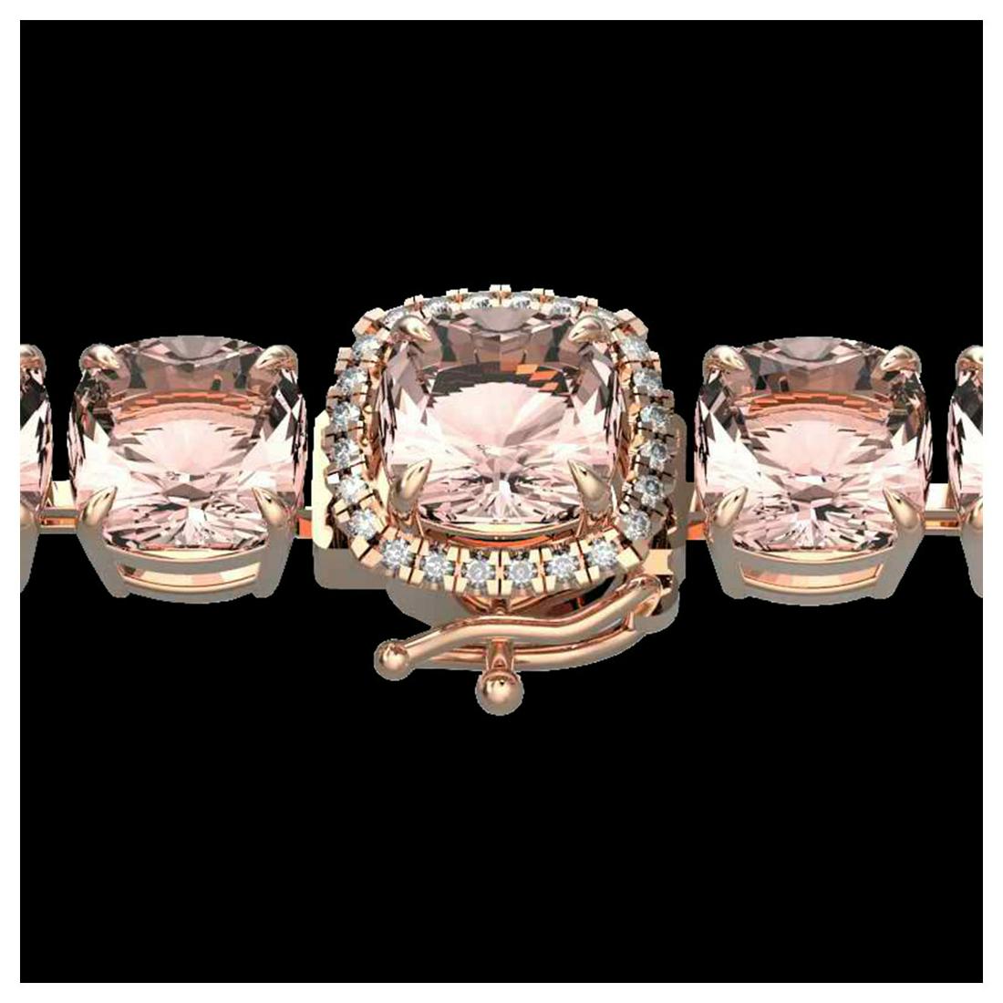 35 ctw Morganite & Diamond Bracelet 14K Rose Gold: 35 ctw Morganite & Diamond Bracelet 14K Rose Gold Designer Brand Luxury Jewelry, made in the USA Suggested Retail Price: $35,350 Factory offers perfect factory sizing, for all rings & custom length fo