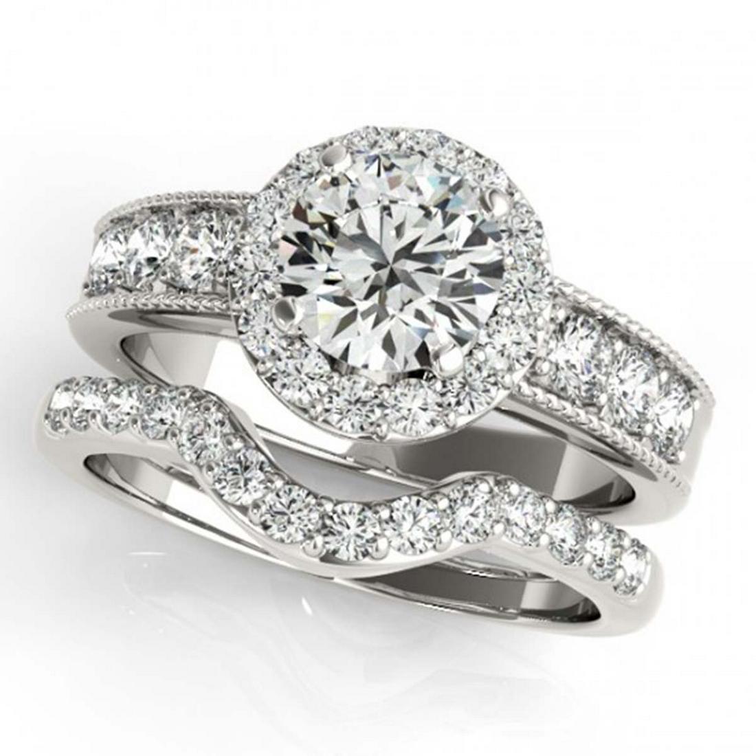 2.46 ctw VS/SI Diamond 2pc Wedding Set Halo 14K White: 2.46 ctw VS/SI Diamond 2pc Wedding Set Halo 14K White Gold Designer Brand Luxury Jewelry, made in the USA Suggested Retail Price: $27,500 Factory offers perfect factory sizing, for all rings & custom 