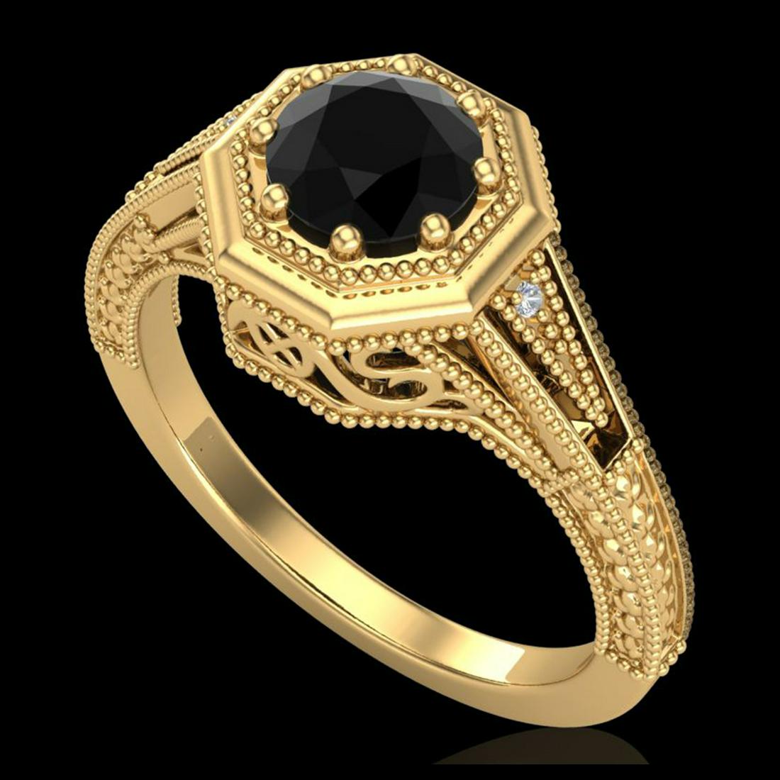 0.84 ctw Fancy Black Diamond Art Deco Ring 18K Yellow: 0.84 ctw Fancy Black Diamond Art Deco Ring 18K Yellow Gold Designer Brand Luxury Jewelry, made in the USA Suggested Retail Price: $5,400 Factory offers perfect factory sizing, for all rings & custom l