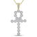 14kt Yellow Gold Mens Round Diamond Ankh Cross Charm