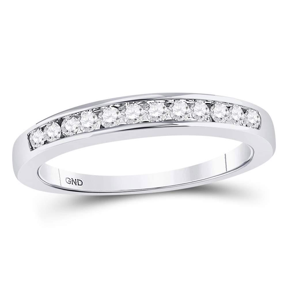 14kt White Gold Round Diamond Wedding Channel Set Band: 14kt White Gold Round Diamond Wedding Channel Set Band 1/4 Cttw Manufacturer Model: JSC-13980 Description 14kt White Gold Womens Round Diamond W