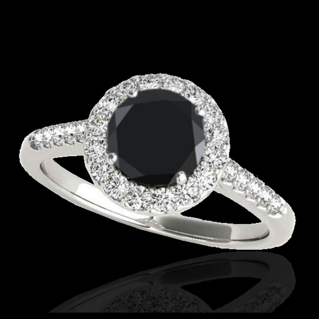 1.50 ctw VS Black Diamond Solitaire Halo Ring 10K White: 1.50 ctw VS Black Diamond Solitaire Halo Ring 10K White Gold Designer Brand Luxury Jewelry, made in the USA Suggested Retail Price: $4,400 Factory offers perfect factory sizing, for all rings & custom