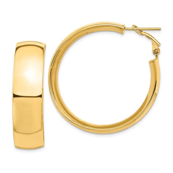 14k Yellow Gold Omega Back Hoop Earrings - 10x37 mm: One piece 14k Yellow Gold Omega Back Hoop Earrings - 10x37 mm SKU: GG184428