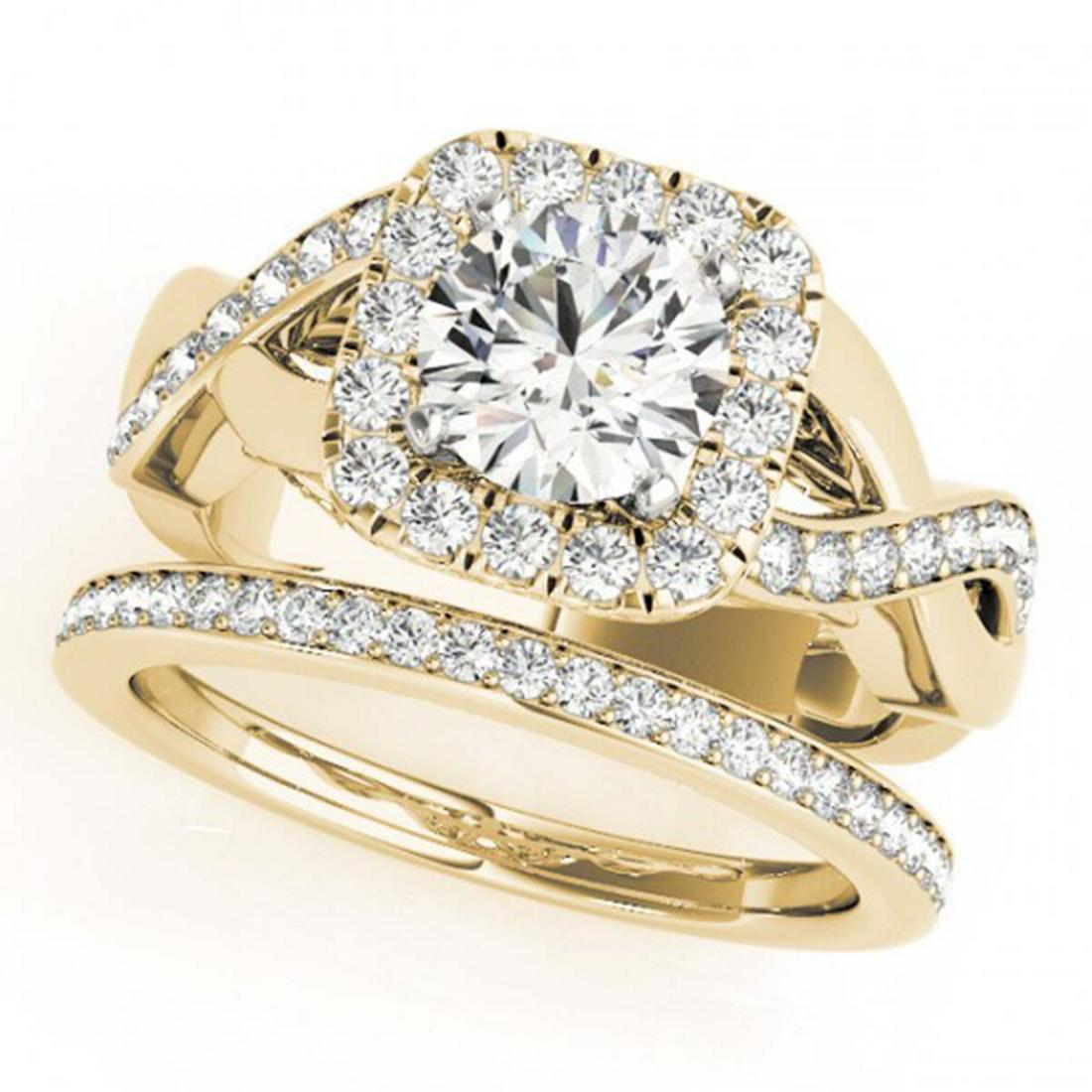 1.75 ctw VS/SI Diamond 2pc Wedding Set Halo 14K Yellow: 1.75 ctw VS/SI Diamond 2pc Wedding Set Halo 14K Yellow Gold Designer Brand Luxury Jewelry, made in the USA Suggested Retail Price: $14,300 Factory offers perfect factory sizing, for all rings & custom