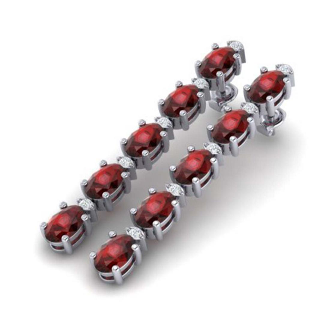 6 ctw Garnet & VS/SI Diamond Tennis Earrings 10K White: 6 ctw Garnet & VS/SI Diamond Tennis Earrings 10K White Gold Designer Brand Luxury Jewelry, made in the USA Suggested Retail Price: $2,100 Factory offers perfect factory sizing, for all rings & custom 