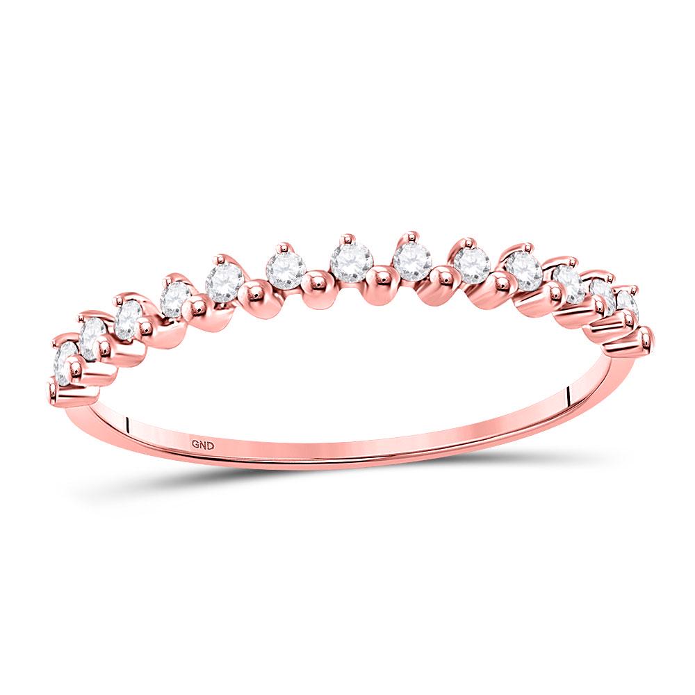 10kt Rose Gold Round Diamond Stackable Band Ring 1/10: 10kt Rose Gold Round Diamond Stackable Band Ring 1/10 Cttw Manufacturer Model: JSC-127776 Description 10kt Rose Gold Womens Round Diamond Stacka