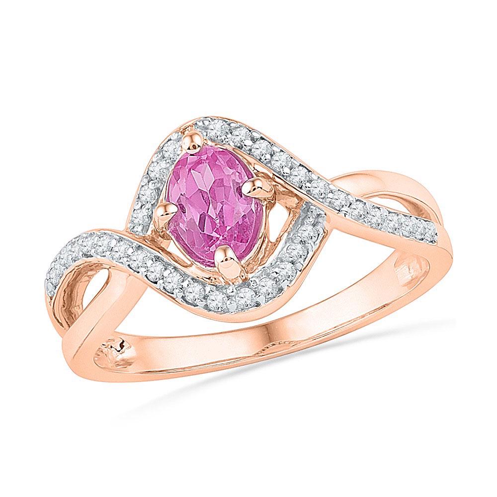 10kt Rose Gold Oval Lab-Created Pink Sapphire Solitaire: 10kt Rose Gold Oval Lab-Created Pink Sapphire Solitaire Twist Ring 1/2 Cttw Manufacturer Model: JSC-101185 Description 10kt Rose Gold Womens Ova
