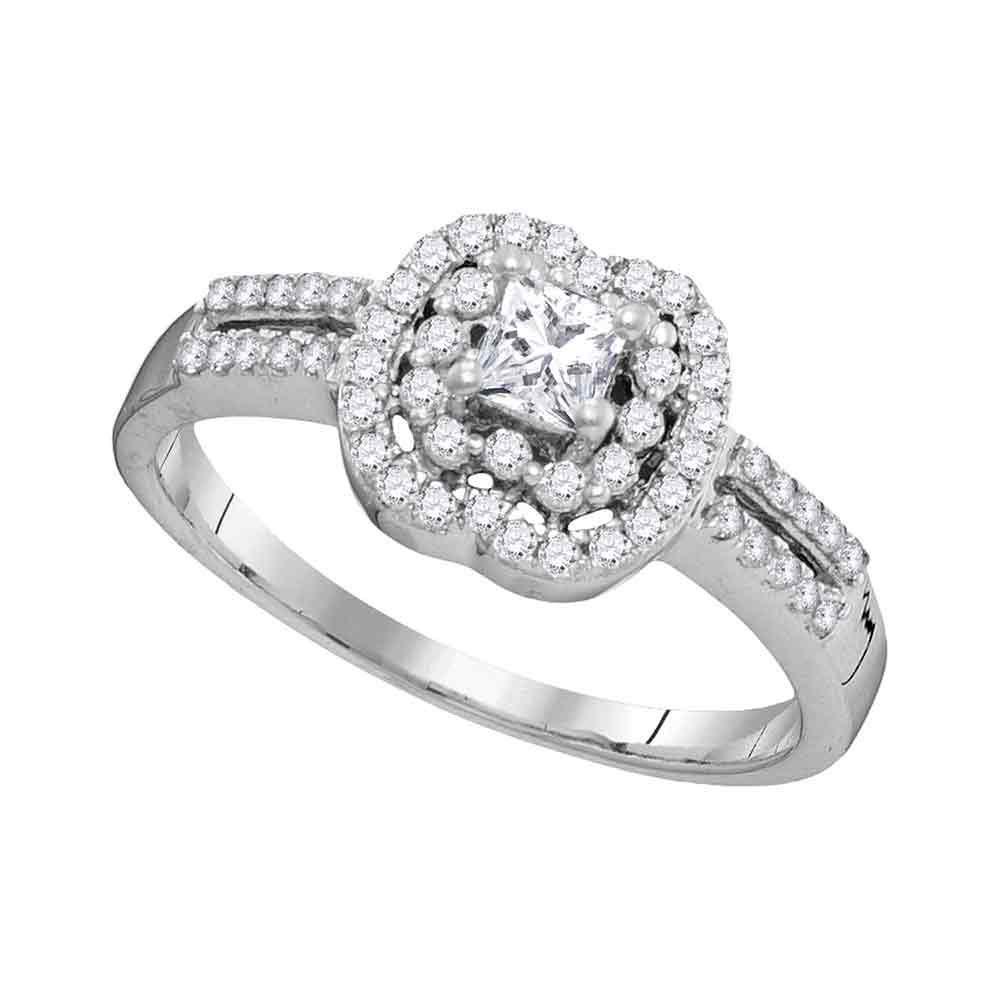 10k White Gold Princess Diamond Solitaire Bridal: 10k White Gold Princess Diamond Solitaire Bridal Wedding Engagement Ring 1/2 Cttw Manufacturer Model: JSC-104077 Description 10k White Gold Wome