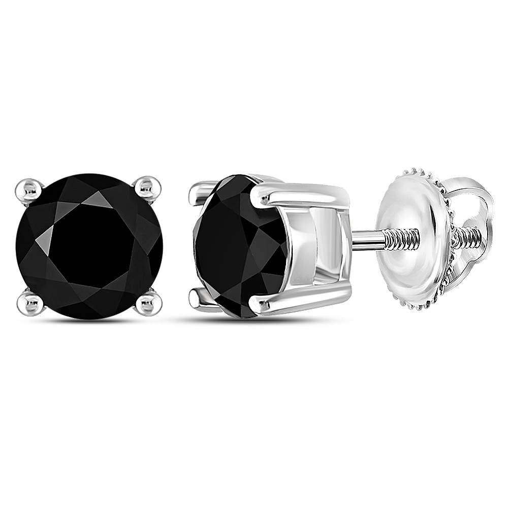 14kt White Gold Unisex Round Black Color Enhanced: 14kt White Gold Unisex Round Black Color Enhanced Diamond Solitaire Screwback Stud Earrings 1-1/2 Cttw Manufacturer Model: JSC-60807 Description
