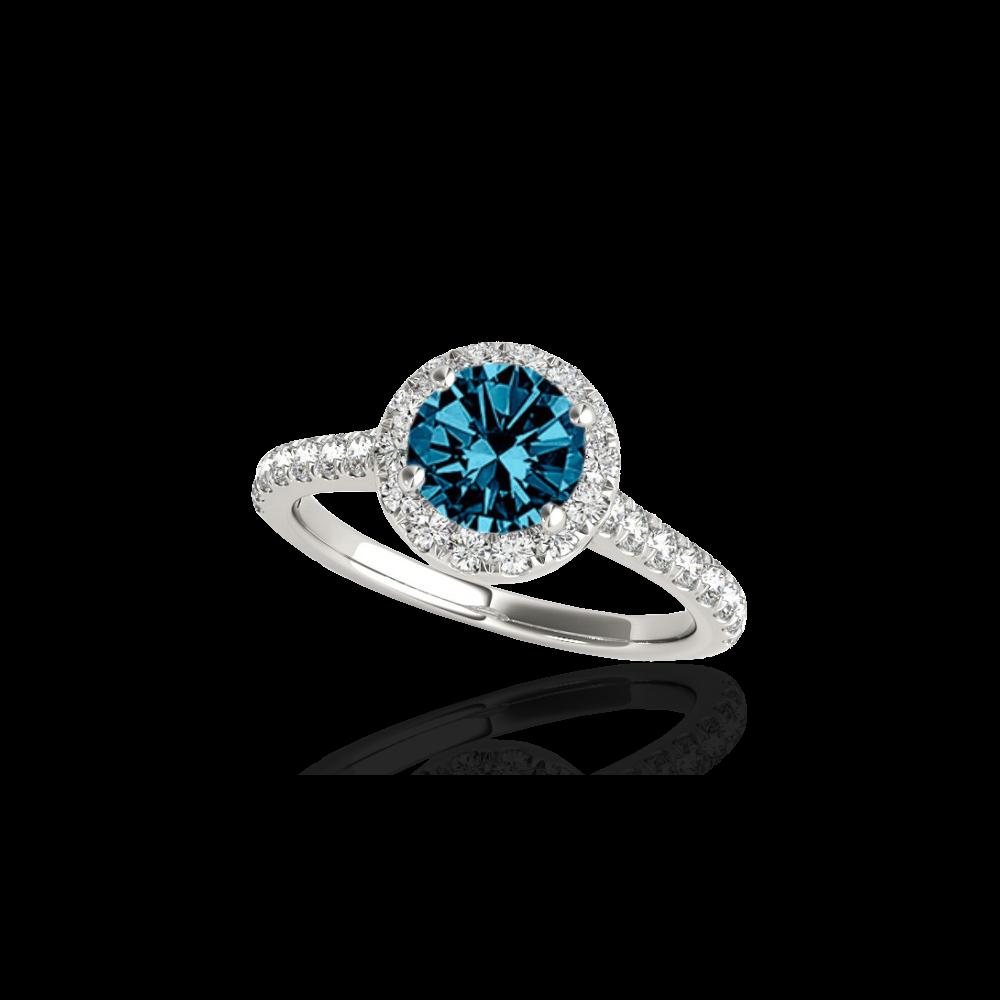 1.4 ctw SI Certified Fancy Blue Diamond Solitaire Halo: 1.4 ctw SI Certified Fancy Blue Diamond Solitaire Halo Ring 10K White Gold Designer Brand Luxury Jewelry, made in the USA Suggested Retail Price: $10,800 Factory offers perfect factory sizing, for all