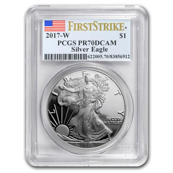 2017-W Proof Silver American Eagle PR-70 PCGS: One piece 2017-W Proof Silver American Eagle PR-70 PCGS (FirstStrikeÂ®) SKU: RB102951