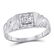 10kt White Gold Mens Round Diamond Square Cluster Ring