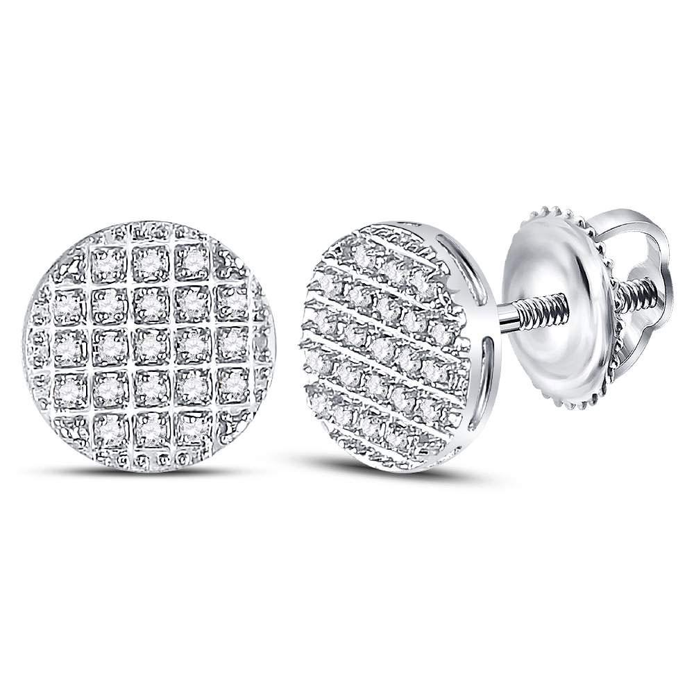 10kt White Gold Mens Round Diamond Circle Cluster: 10kt White Gold Mens Round Diamond Circle Cluster Earrings 1/6 Cttw Manufacturer Model: JSC-118890 Description 10kt White Gold Mens Round Diamon