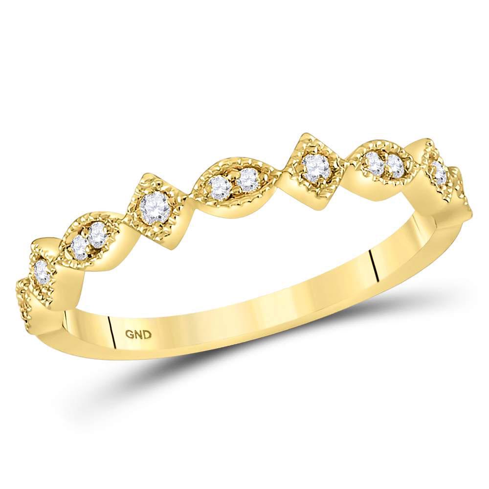 14kt Yellow Gold Round Diamond Geometric Stackable Band: 14kt Yellow Gold Round Diamond Geometric Stackable Band Ring 1/10 Cttw Manufacturer Model: JSC-118554 Description 14kt Yellow Gold Womens Round