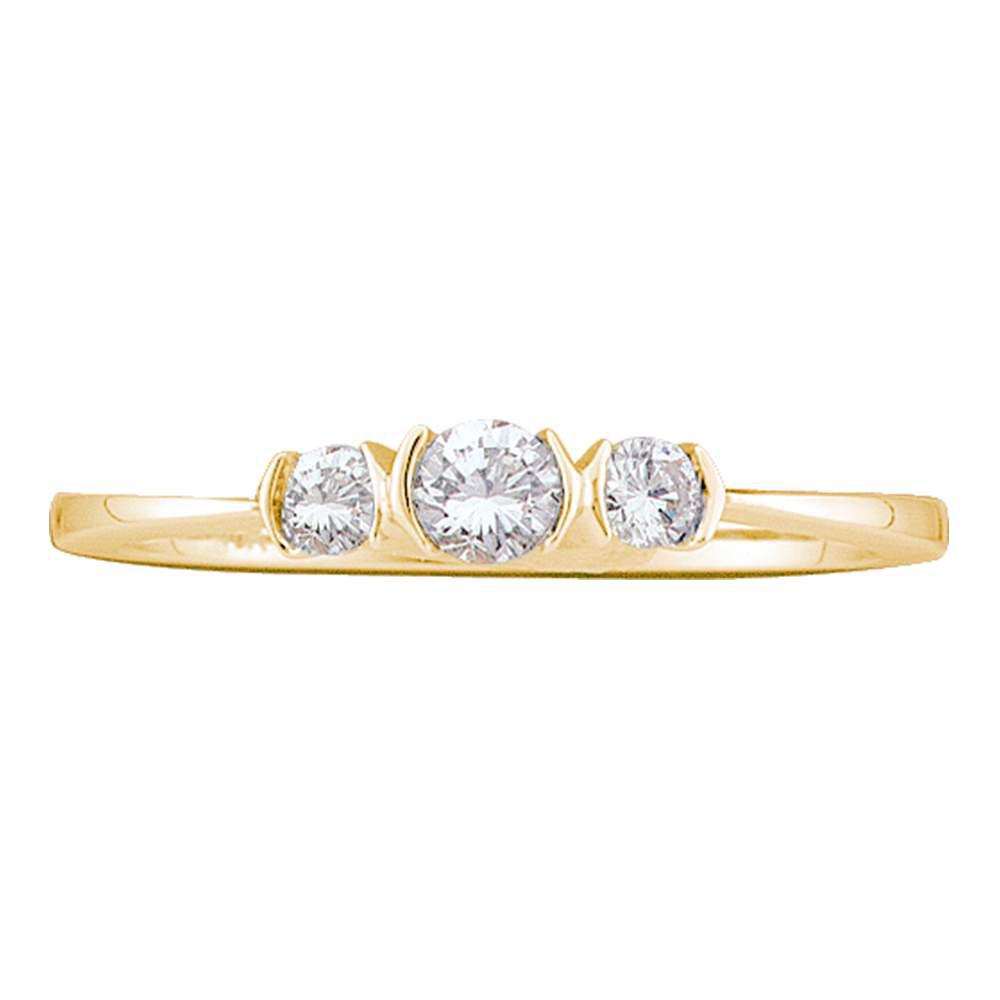 14kt Yellow Gold Round Diamond 3-stone Bridal Wedding: 14kt Yellow Gold Round Diamond 3-stone Bridal Wedding Engagement Ring 1/4 Cttw Manufacturer Model: JSC-48999 Description 14kt Yellow Gold Womens