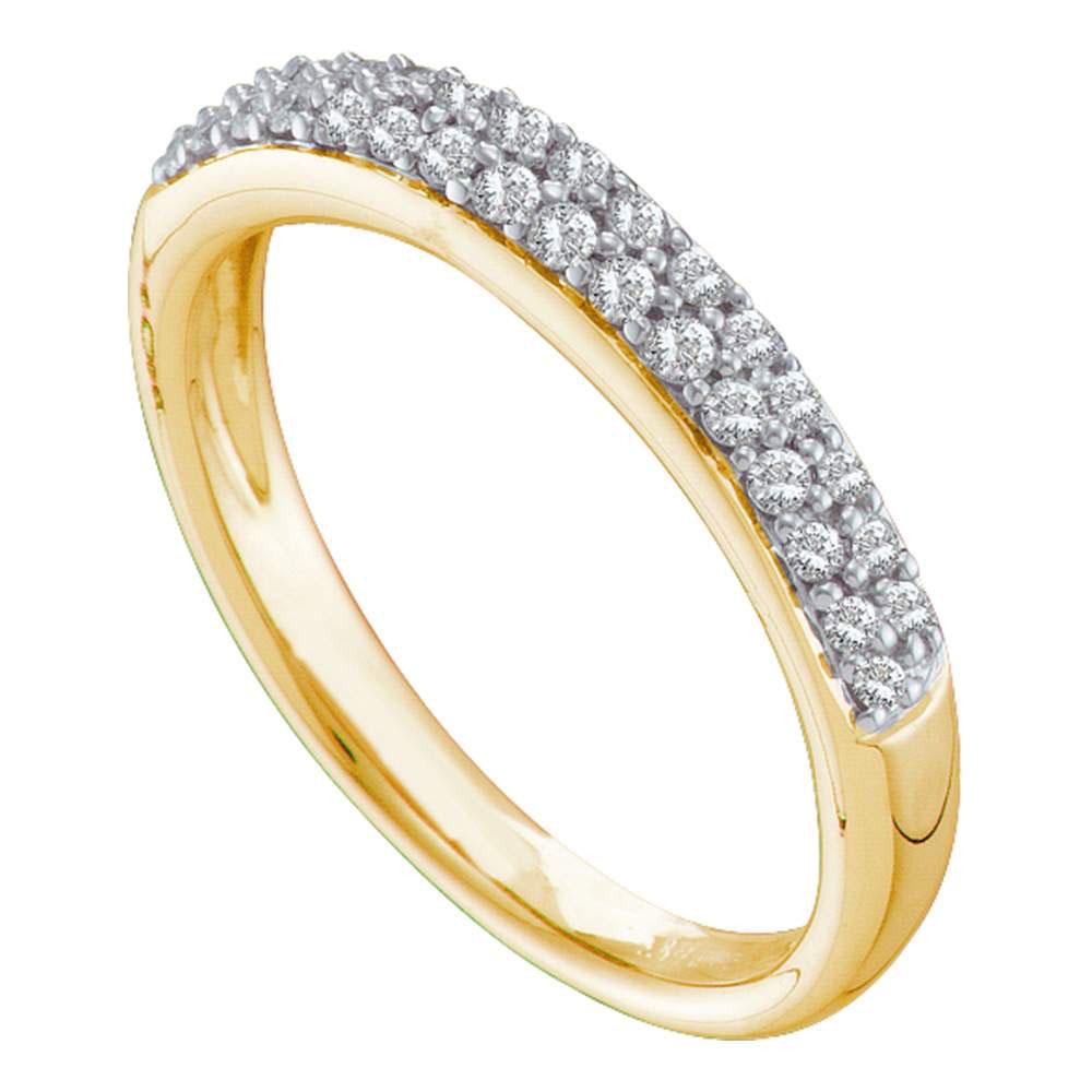 14kt Yellow Gold Round Pave-set Diamond Double Row: 14kt Yellow Gold Round Pave-set Diamond Double Row Wedding Band 1/4 Cttw Manufacturer Model: JSC-53756 Description 14kt Yellow Gold Womens Round