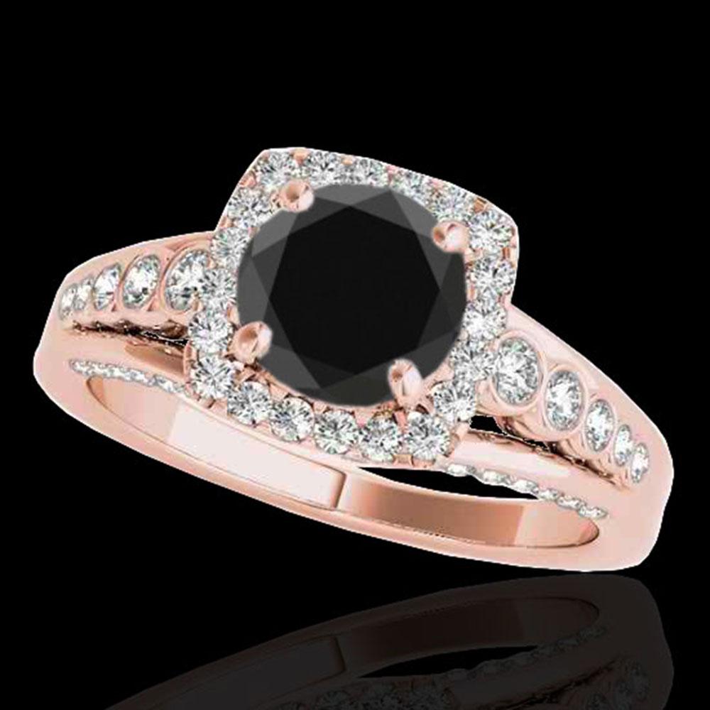 2 ctw Certified VS Black Diamond Solitaire Halo Ring: SKU: 34323 ---- 2 ctw Certified VS Black Diamond Solitaire Halo Ring 10k Rose Gold Designer Brand Luxury Jewelry, made in the USA Suggested Retail Price: $6,950 Factory offers perfect factory sizing, 