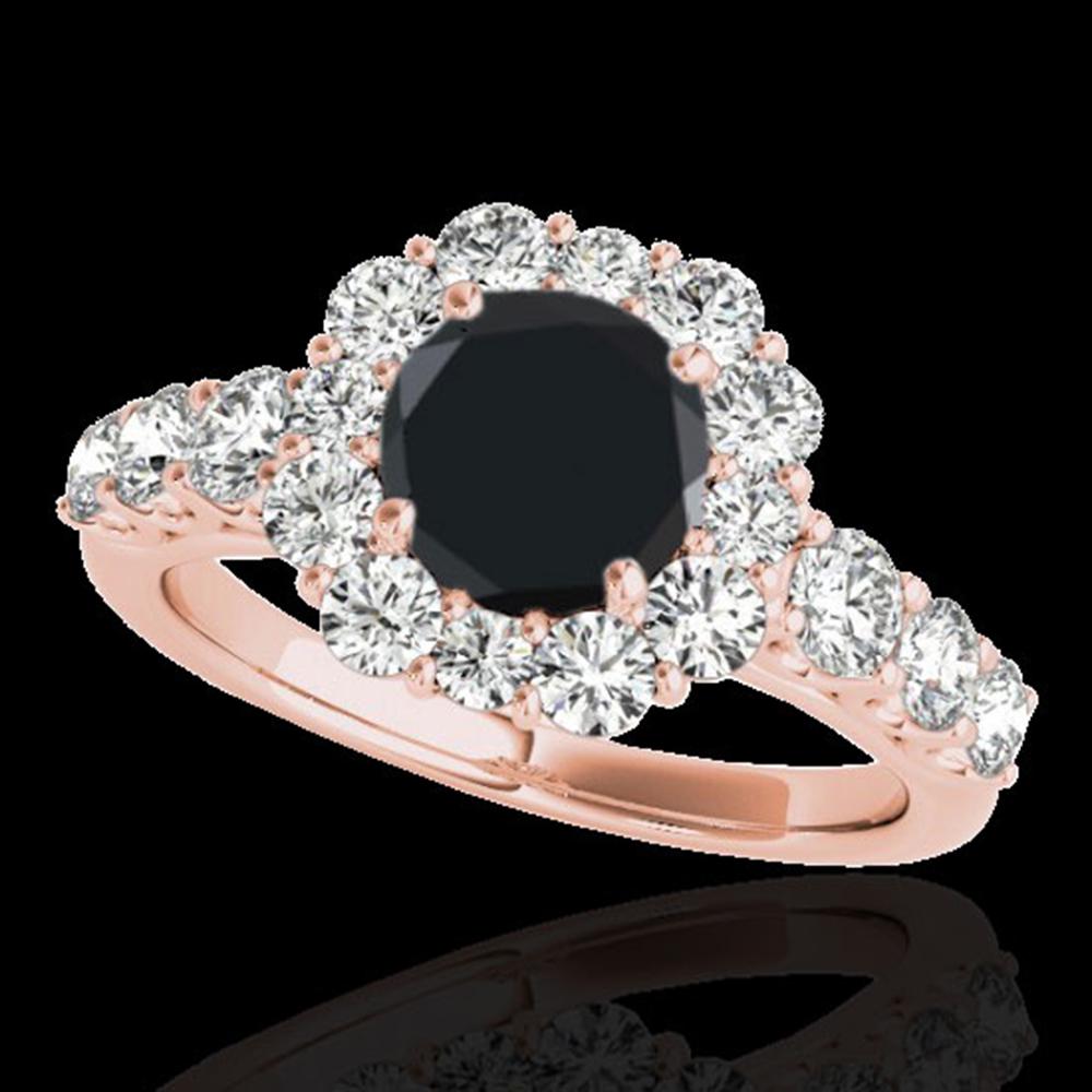 2.9 ctw Certified VS Black Diamond Solitaire Halo Ring: SKU: 33395 ---- 2.9 ctw Certified VS Black Diamond Solitaire Halo Ring 10k Rose Gold Designer Brand Luxury Jewelry, made in the USA Suggested Retail Price: $7,400 Factory offers perfect factory sizing