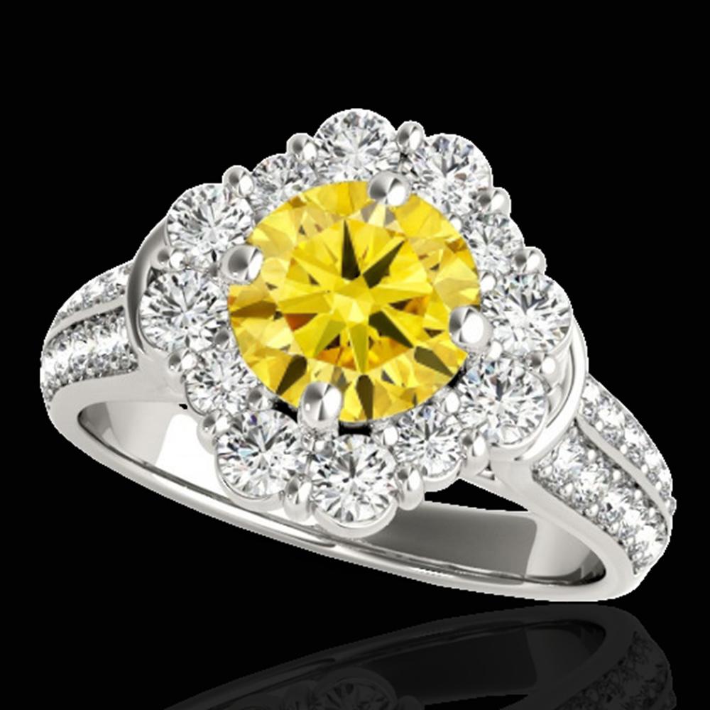 2.16 ctw Certified SI/I Fancy Intense Yellow Diamond: SKU: 33956 ---- 2.16 ctw Certified SI/I Fancy Intense Yellow Diamond Ring 10k White Gold Designer Brand Luxury Jewelry, made in the USA Suggested Retail Price: $16,800 Factory offers perfect factory s