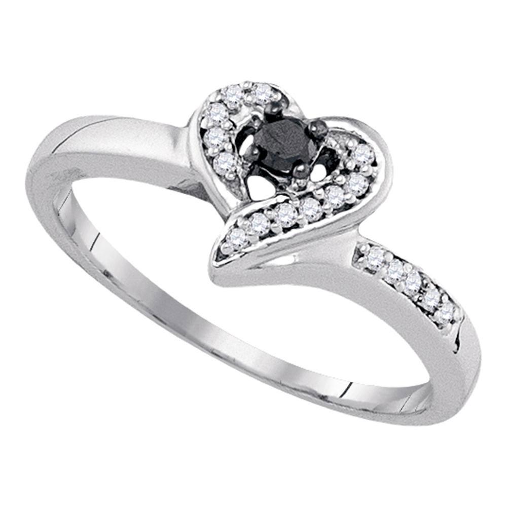 Sterling Silver Round Black Color Enhanced Diamond: SKU: RB83456 ---- Sterling Silver Round Black Color Enhanced Diamond Heart Ring 1/8 Cttw Manufacturer Model: JSC-83456 Description Sterling Silver W