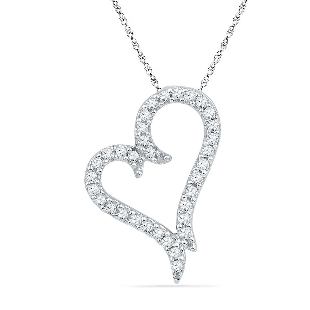 Diamond Concentric Swirl Pendant 1//20ct 10k White Gold