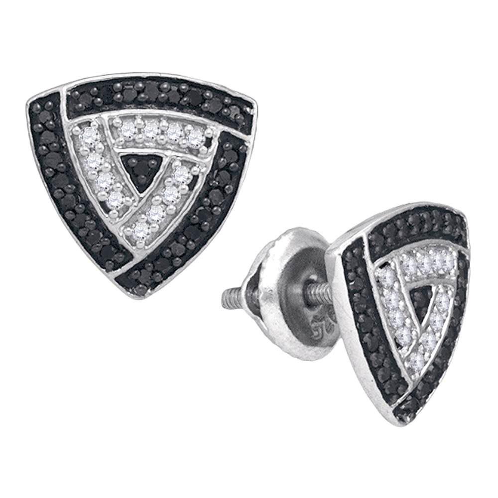 10kt White Gold Round Black Color Enhanced Diamond: SKU: RB87237 ---- 10kt White Gold Round Black Color Enhanced Diamond Triangle Frame Stud Earrings 1/2 Cttw Manufacturer Model: JSC-87237 Description