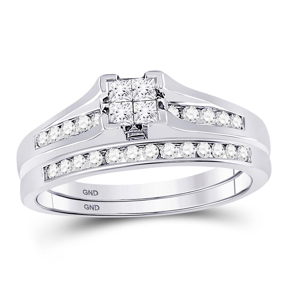 14kt White Gold Princess Diamond Bridal Wedding: SKU: RB96390 ---- 14kt White Gold Princess Diamond Bridal Wedding Engagement Ring Band Set 1/2 Cttw Manufacturer Model: JSC-96390 Description 14