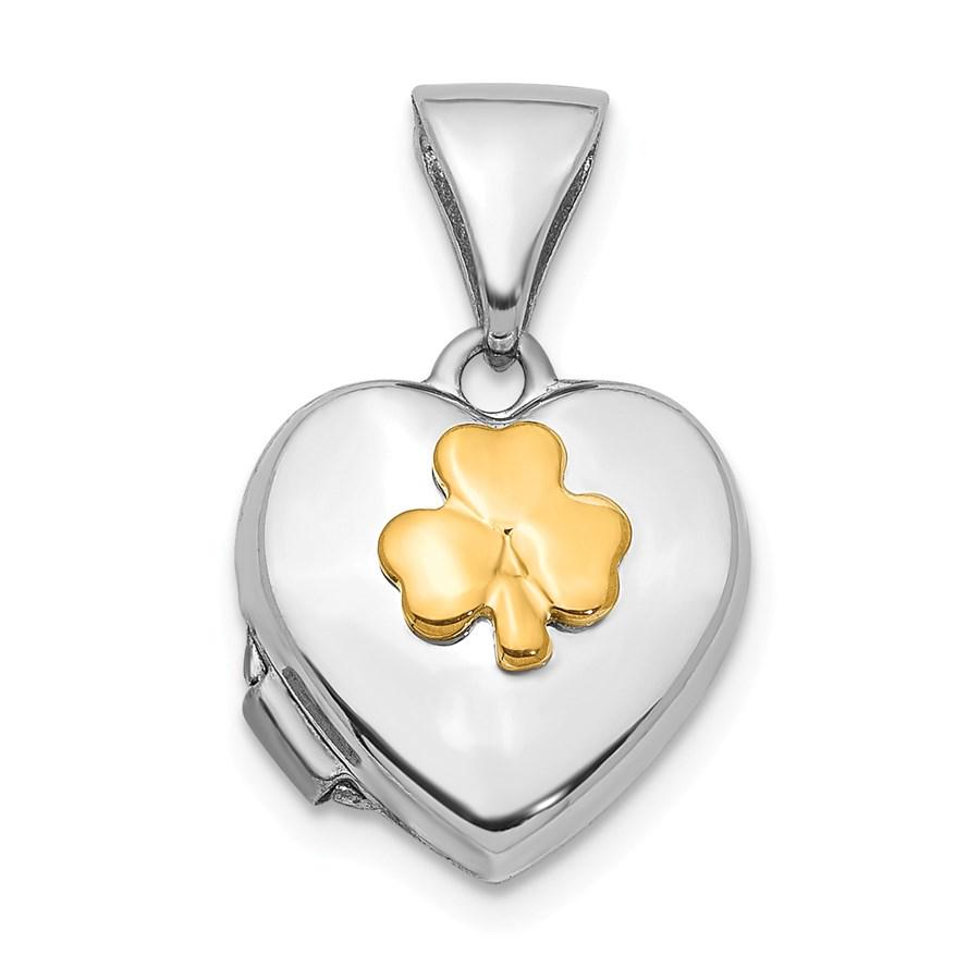 14k White Gold w/ Yellow Gold Clover Heart Locket: 14k White Gold w/ Yellow Gold Clover Heart Locket Pendant - 16 mm Your winning item will match the quality of the product shown. Dates will be according to listing, may or may not vary.
