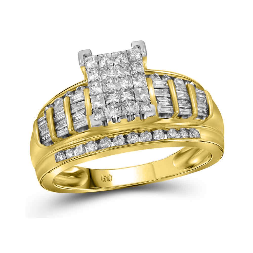 14kt Yellow Gold Womens Princess Diamond Cluster Bridal: 14kt Yellow Gold Womens Princess Diamond Cluster Bridal Wedding Engagement Ring 1.00 Cttw - Size 10 Manufacturer's Suggested Retail Price: $3700.00 Manufacturer Model: GND-29881 Desc