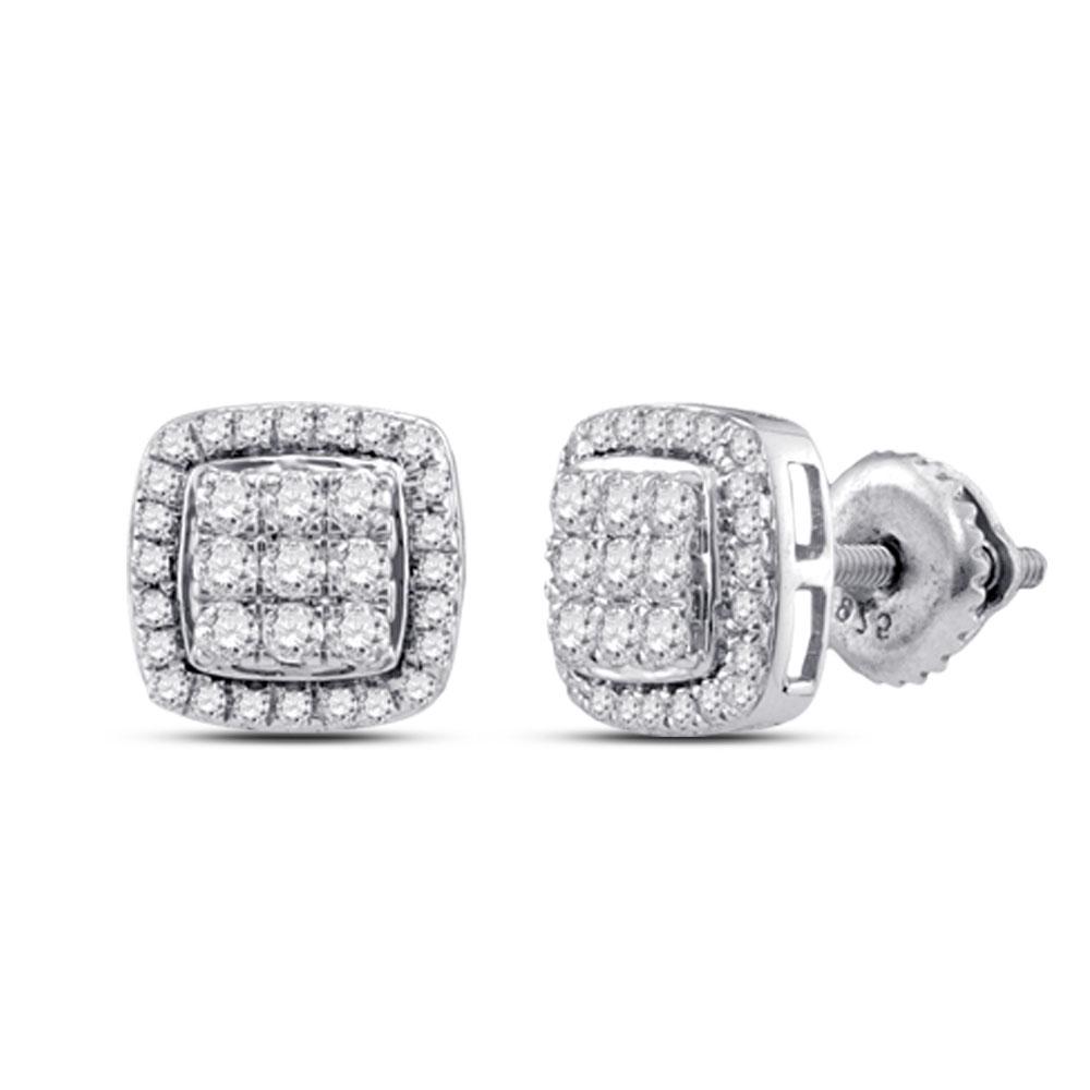 10kt White Gold Womens Round Diamond Square Cluster: 10kt White Gold Womens Round Diamond Square Cluster Earrings 1/2 Cttw Manufacturer's Suggested Retail Price: $1470.00 Manufacturer Model: GND-112963 Description