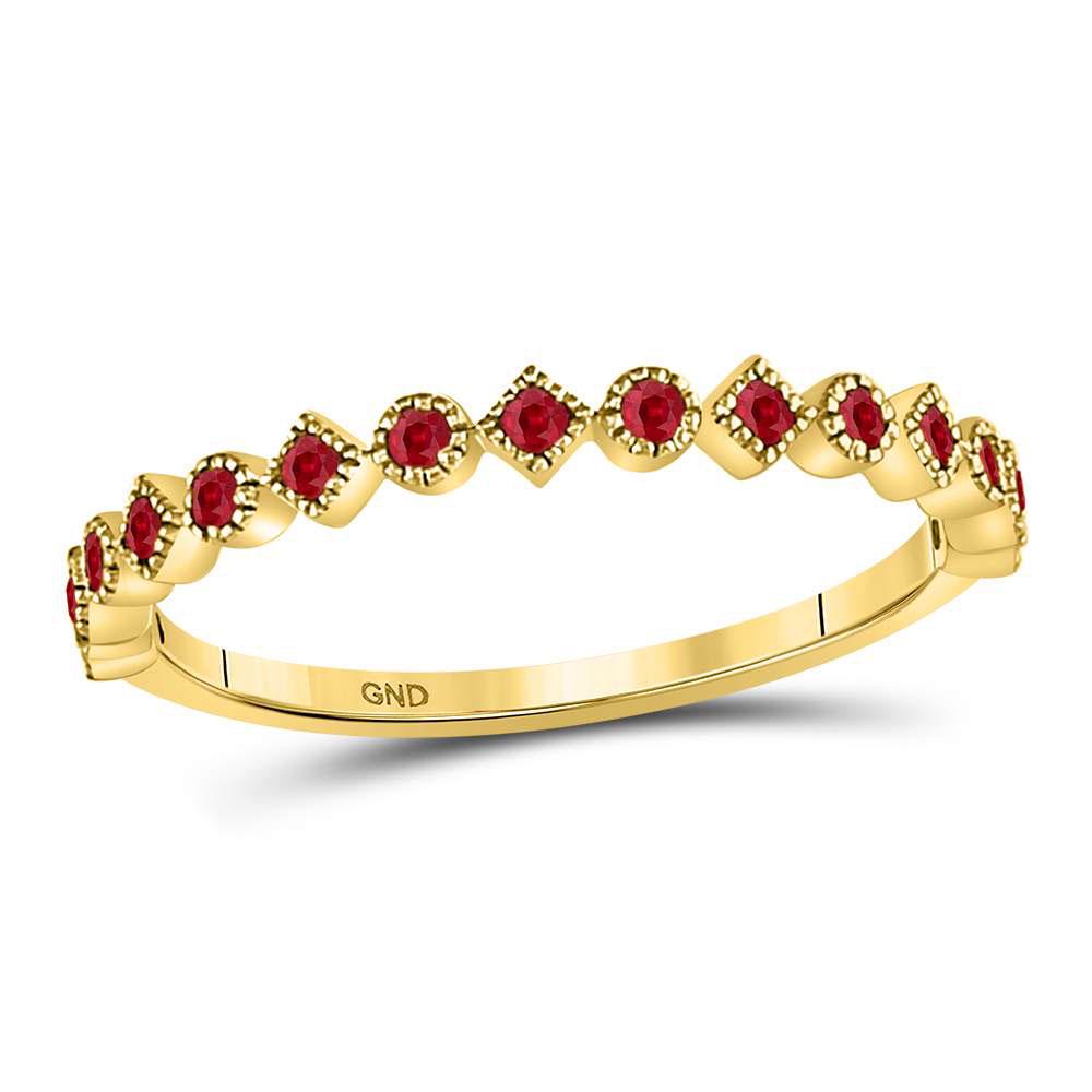 10kt Yellow Gold Womens Round Ruby Square Dot Stackable: 10kt Yellow Gold Womens Round Ruby Square Dot Stackable Band Ring 1/5 Cttw Manufacturer's Suggested Retail Price: $590.00 Manufacturer Model: GND-128043 Description <