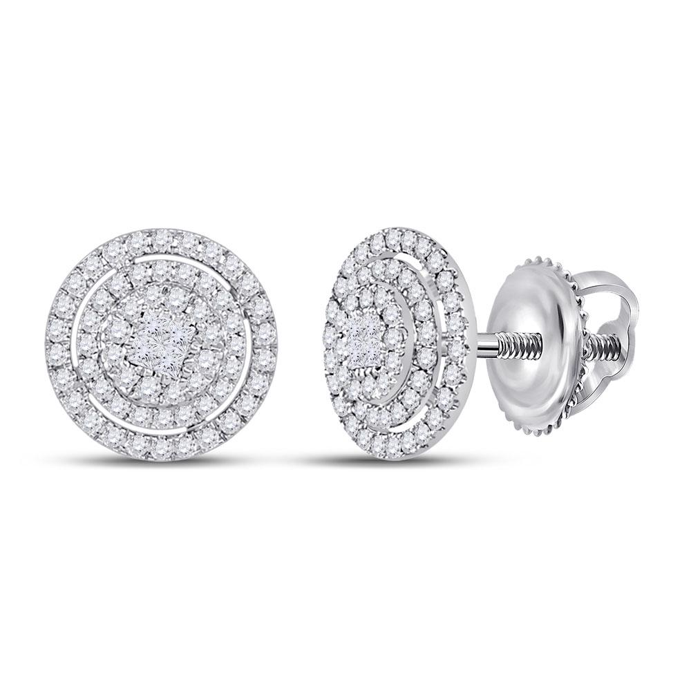14kt White Gold Womens Princess Diamond Fashion Cluster: 14kt White Gold Womens Princess Diamond Fashion Cluster Earrings 1/2 Cttw Manufacturer's Suggested Retail Price: $2350.00 Manufacturer Model: GND-107393 Description <