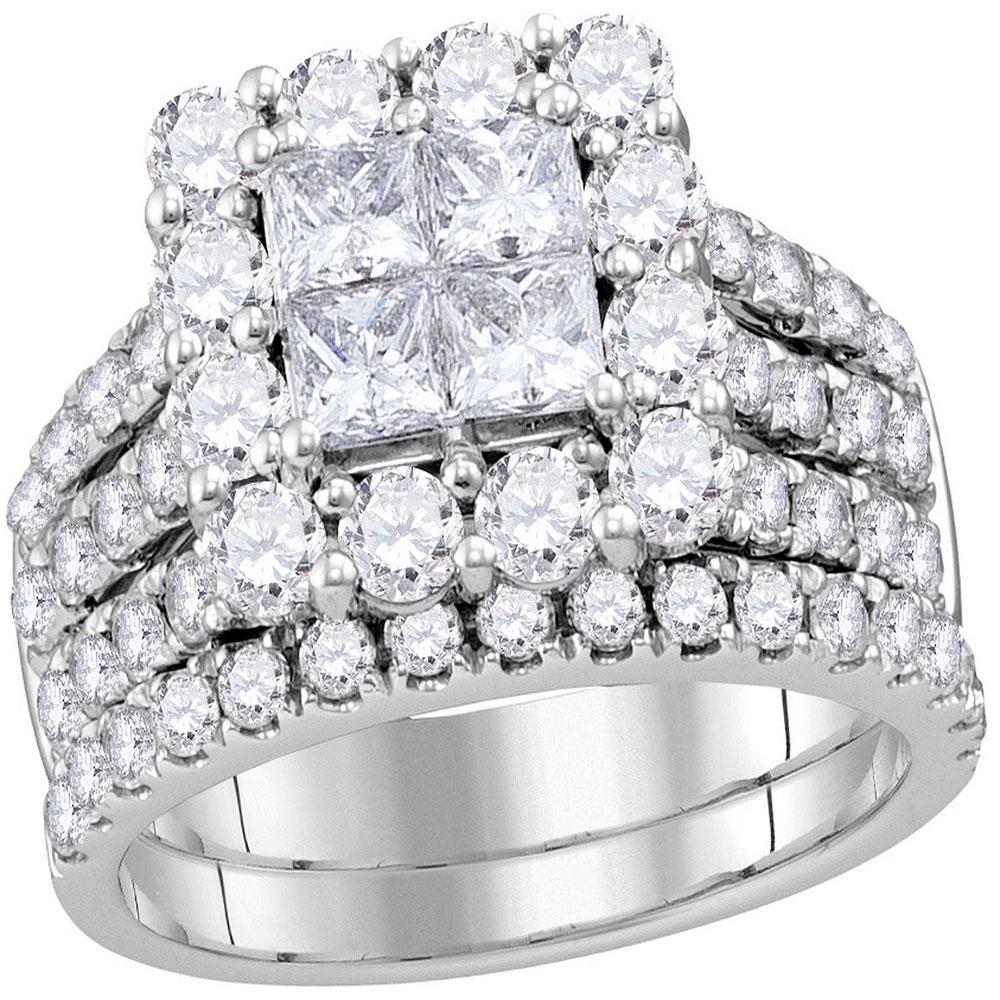14kt White Gold Womens Princess Diamond Cluster Bridal: 14kt White Gold Womens Princess Diamond Cluster Bridal Wedding Engagement Ring Band Set 3.00 Cttw Manufacturer's Suggested Retail Price: $11760.00 Manufacturer Model: GND-113070 Desc