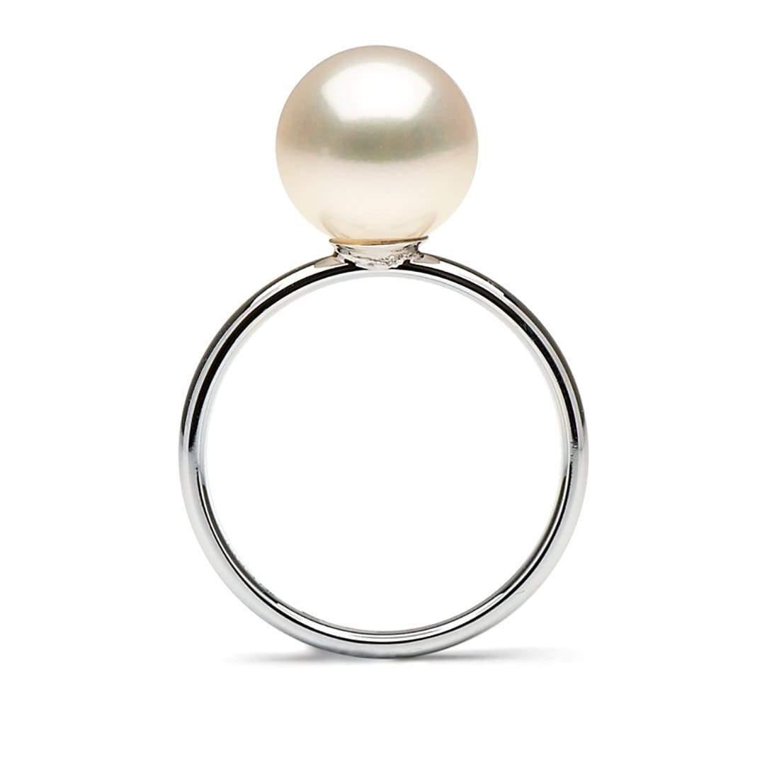 White Freshwater Pearl Solitaire Ring, 10.5-11.0mm, 14K: White Freshwater Pearl Solitaire Ring, 10.5-11.0mm, 14K Gold Yellow Gold / 9