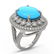 9.07 ctw Turquoise & Diamond Victorian Ring 14K White - 2