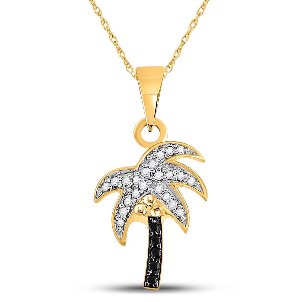 10kt Yellow Gold Womens Round Black Color Enhanced: 10kt Yellow Gold Womens Round Black Color Enhanced Diamond Palm Tree Pendant 1/8 Cttw Manufacturer's Suggested Retail Price: $530.00 Manufacturer Model: GND-62395 Description