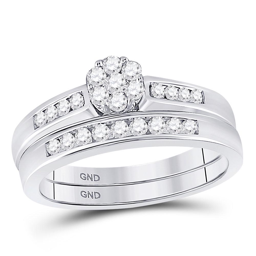 10kt White Gold Womens Round Diamond Bridal Wedding: 10kt White Gold Womens Round Diamond Bridal Wedding Engagement Ring Band Set 1/2 Cttw Manufacturer's Suggested Retail Price: $2060.00 Manufacturer Model: GND-111940 Description</