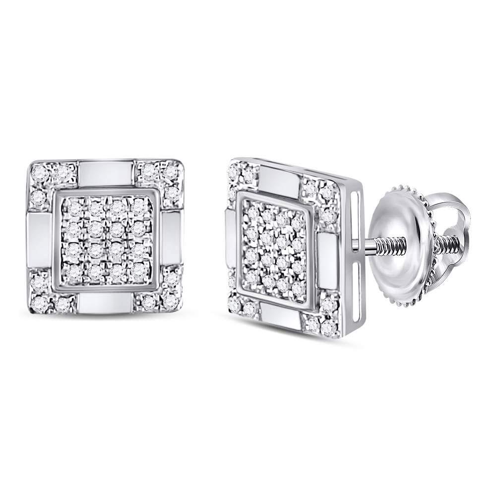 10kt White Gold Mens Round Diamond Square Cluster Stud: 10kt White Gold Mens Round Diamond Square Cluster Stud Earrings 1/6 Cttw Manufacturer's Suggested Retail Price: $760.00 Manufacturer Model: GND-120029 Description