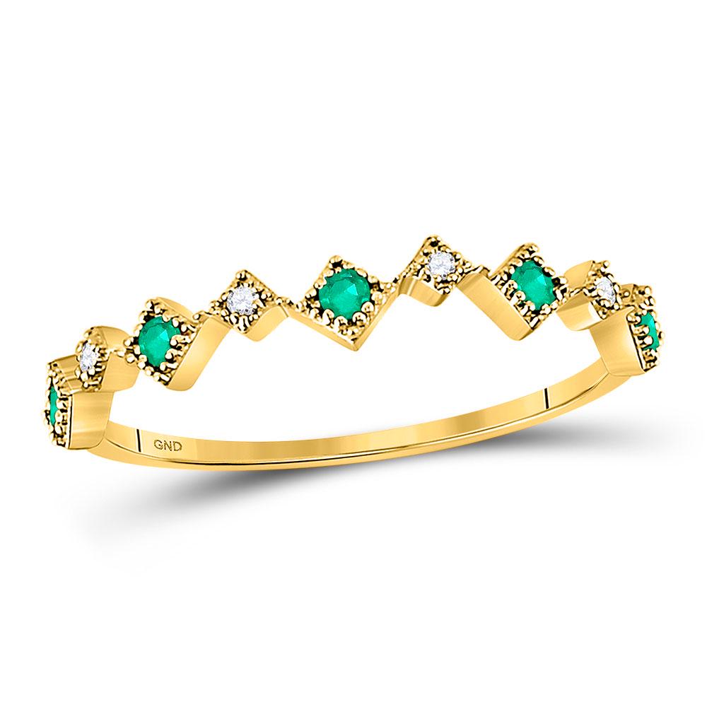 10kt Yellow Gold Womens Round Emerald Diamond Square: 10kt Yellow Gold Womens Round Emerald Diamond Square Stackable Band Ring 1/5 Cttw Manufacturer's Suggested Retail Price: $530.00 Manufacturer Model: GND-127822 Description