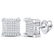 10kt White Gold Mens Round Diamond Square Cluster Stud