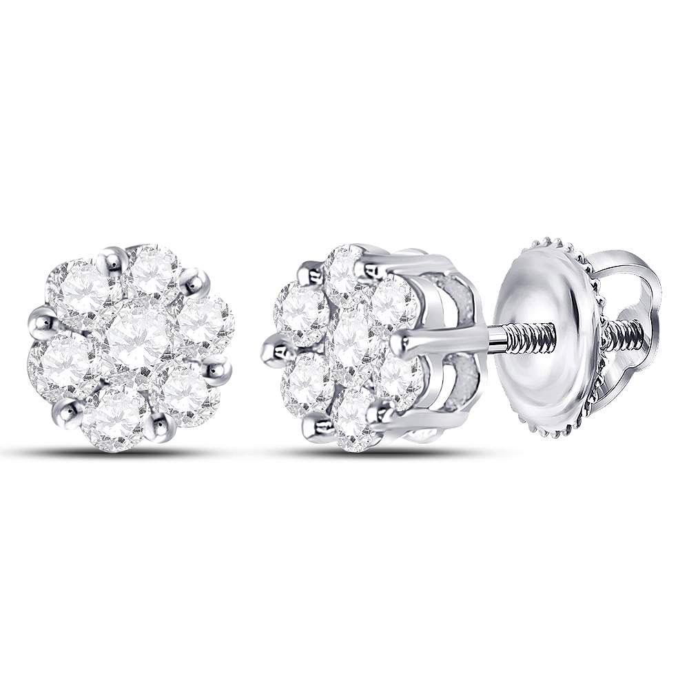 10kt White Gold Womens Round Diamond Flower Cluster: 10kt White Gold Womens Round Diamond Flower Cluster Earrings 1/2 Cttw Manufacturer's Suggested Retail Price: $1470.00 Manufacturer Model: GND-48735 Description
